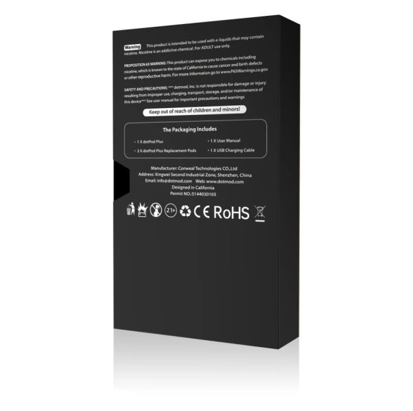 Dotpod Plus 原廠盒裝背面與產品資訊圖