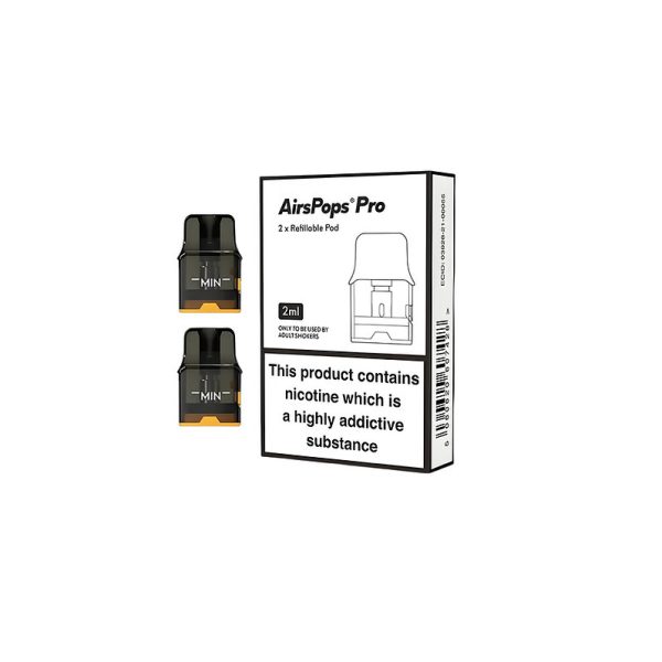 AirsPops Pro 2ml 原廠煙彈盒裝搭配空倉示意圖