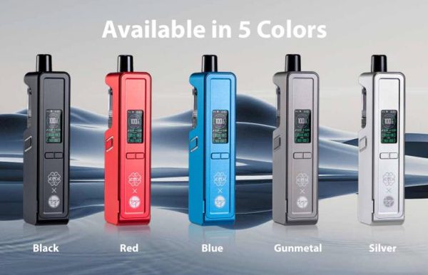DotAMP AIO 主機五種顏色展示圖（Black, Red, Blue, Gunmetal, Silver）