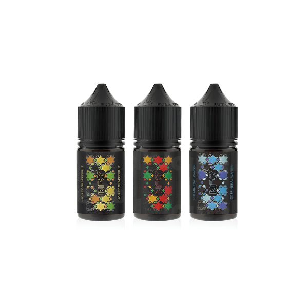 NFC 30ml 煙油實體包裝展示，瓶身設計簡約時尚，為小煙玩家推薦使用的高濃度果味煙油